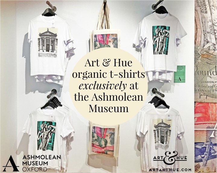 Ashmolean x Art & Hue organic T-shirts collaboration at the Ashmolean Museum Oxford