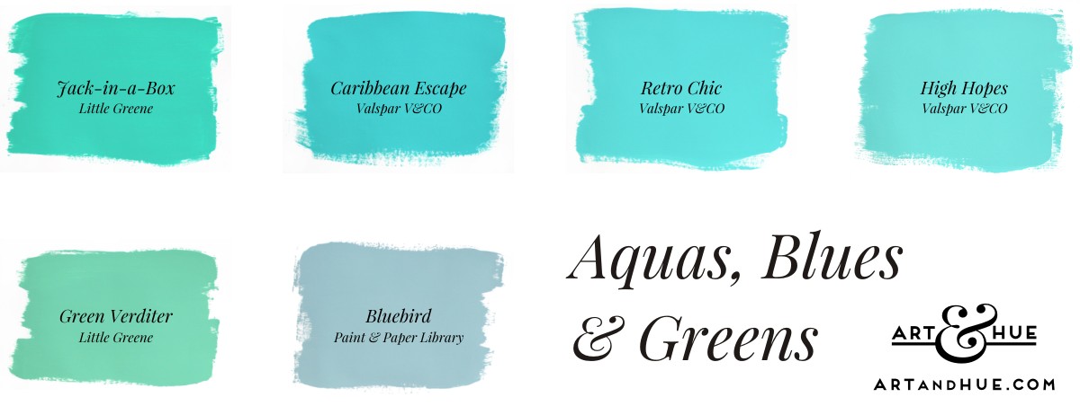 Aquas, Blues & Greens paint samples