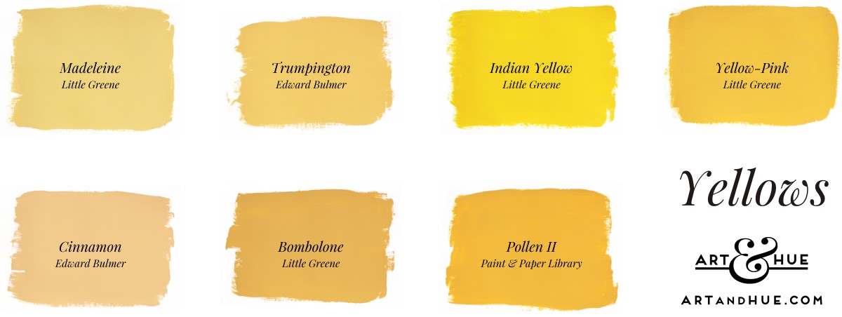 Yellow toned paint sample swatches