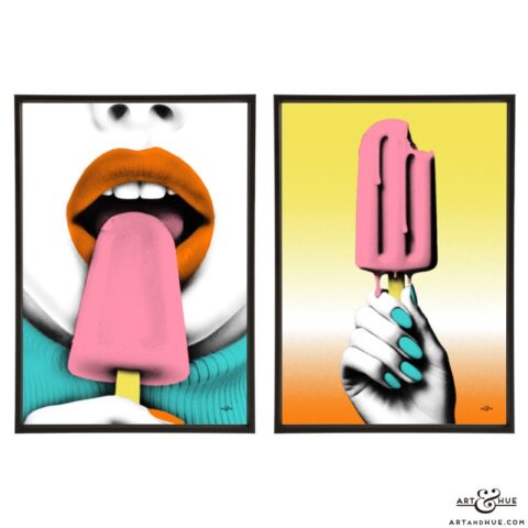 Ice Lolly Pair of stylish pop art prints by Art & Hue