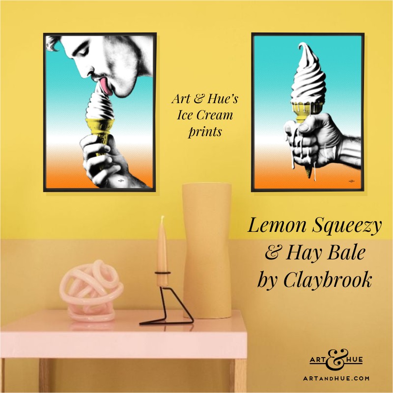 Claybrook Lemon Squeezy & Hay Bale with Mr Creamy prints by Art & Hue